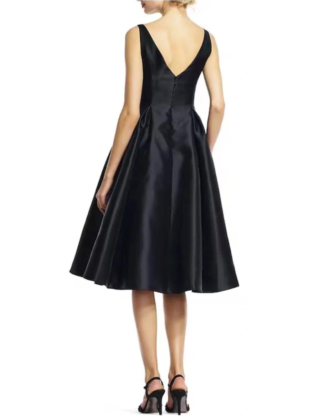 Adrianna Papell Black V-Back Sleeveless Tea Length Cocktail Party Dress NWT 16 - Picture 4 of 6